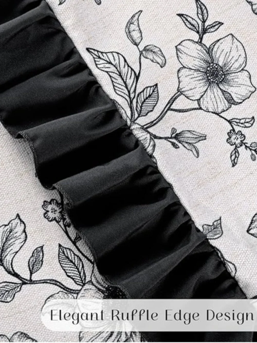 NEW Ruffle Black Floral Pillow Covers 2 Pack